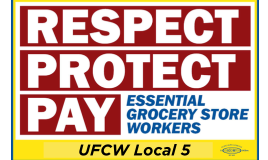 Respect Protect Pay grocery workers online placard