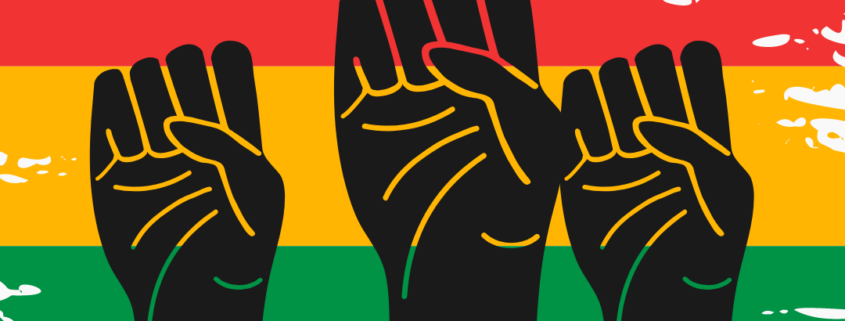three hand closed fists